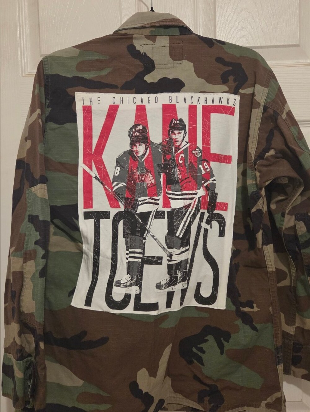 Rare SOJARA Chicago Blackhawks Patrick Kane & Jonathan Toews MilitaryCamo Jacket
